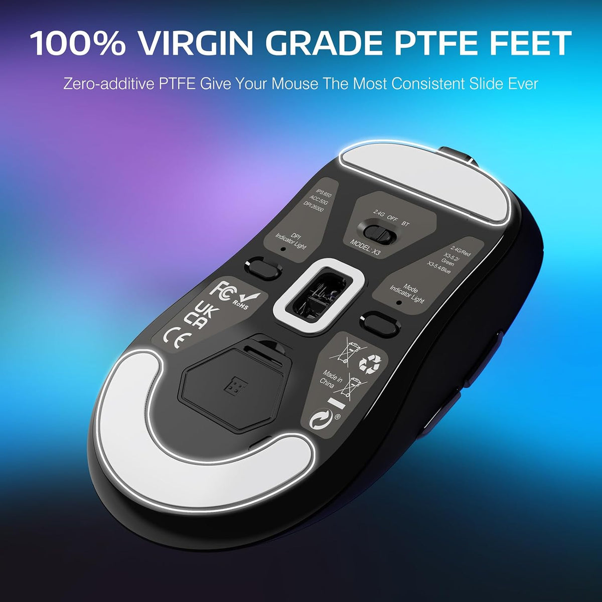 ATTACK SHARK X3 Lightweight Wireless Gaming Mouse with Tri-Mode 2.4G/USB-C Wired/Bluetooth