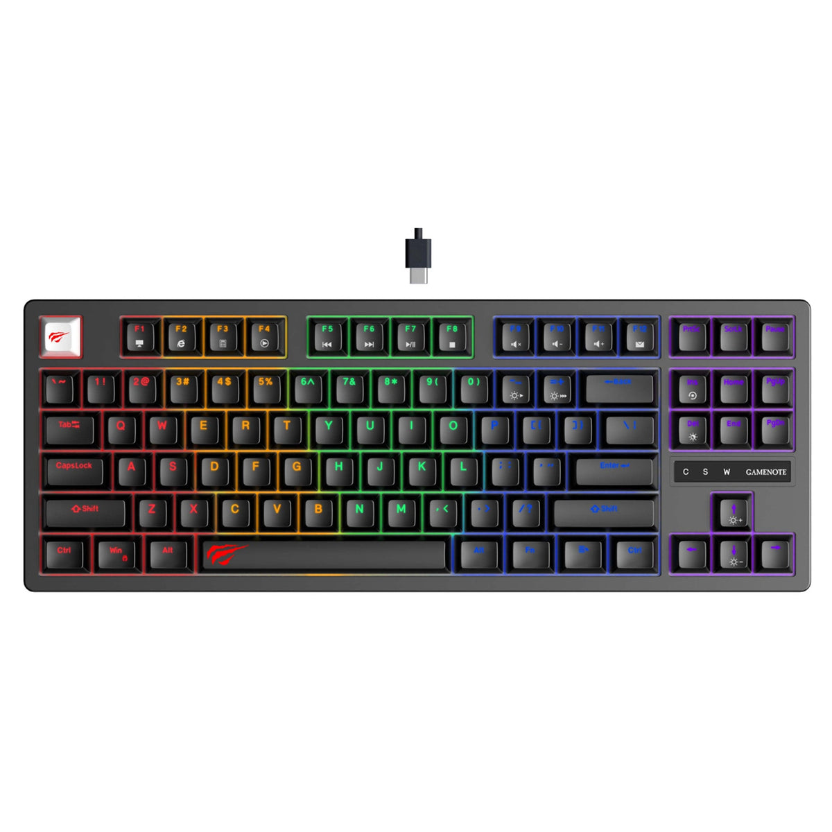 Havit KB892L 87 Keys Blue Switch RGB Backlit USB Wired Mechanical Gaming Keyboard