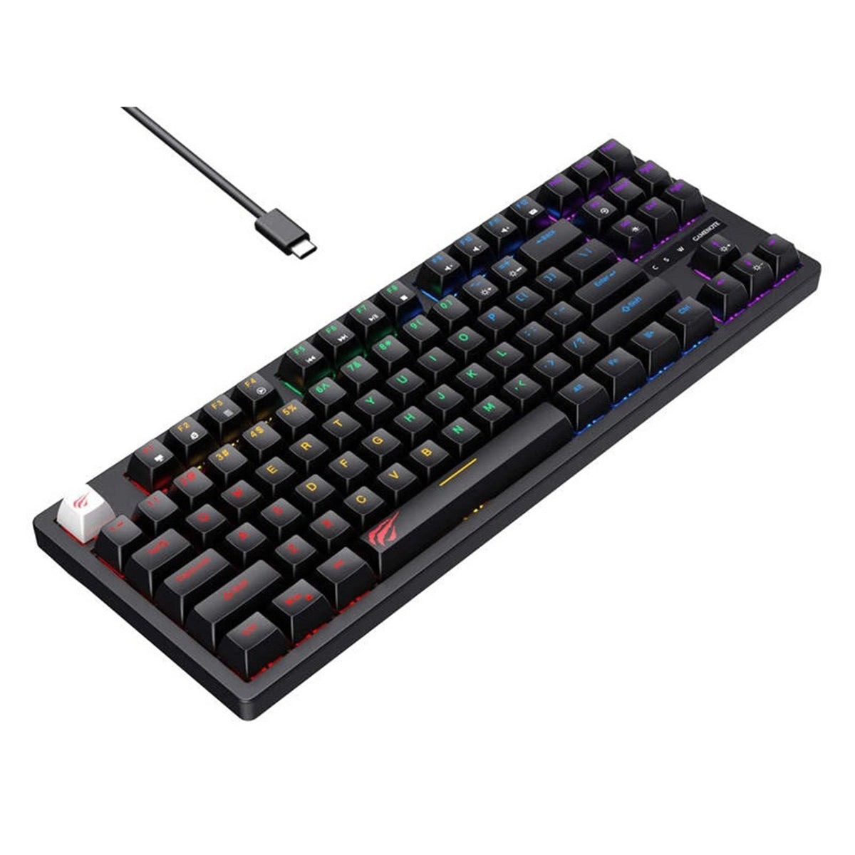 Havit KB892L 87 Keys Blue Switch RGB Backlit USB Wired Mechanical Gaming Keyboard