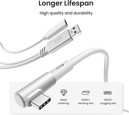 KIWI design Link Cable with Charging 16FT Compatible with Meta Quest 3S/3/2/Pro/Pico 4 Accessories and PC/SteamVR, USB 3.0 to USB C Link Cable with 5Gbps Super Speed for Extended Gameplay