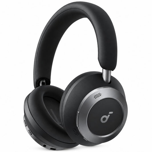 Soundcore by Anker Space One Pro Wireless Over-Ear Closed-Back Headphones - Black with soft narrow bottom shadow