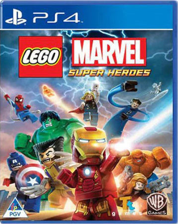 LEGO Marvel Super Heroes game cover for PS4 on a white background