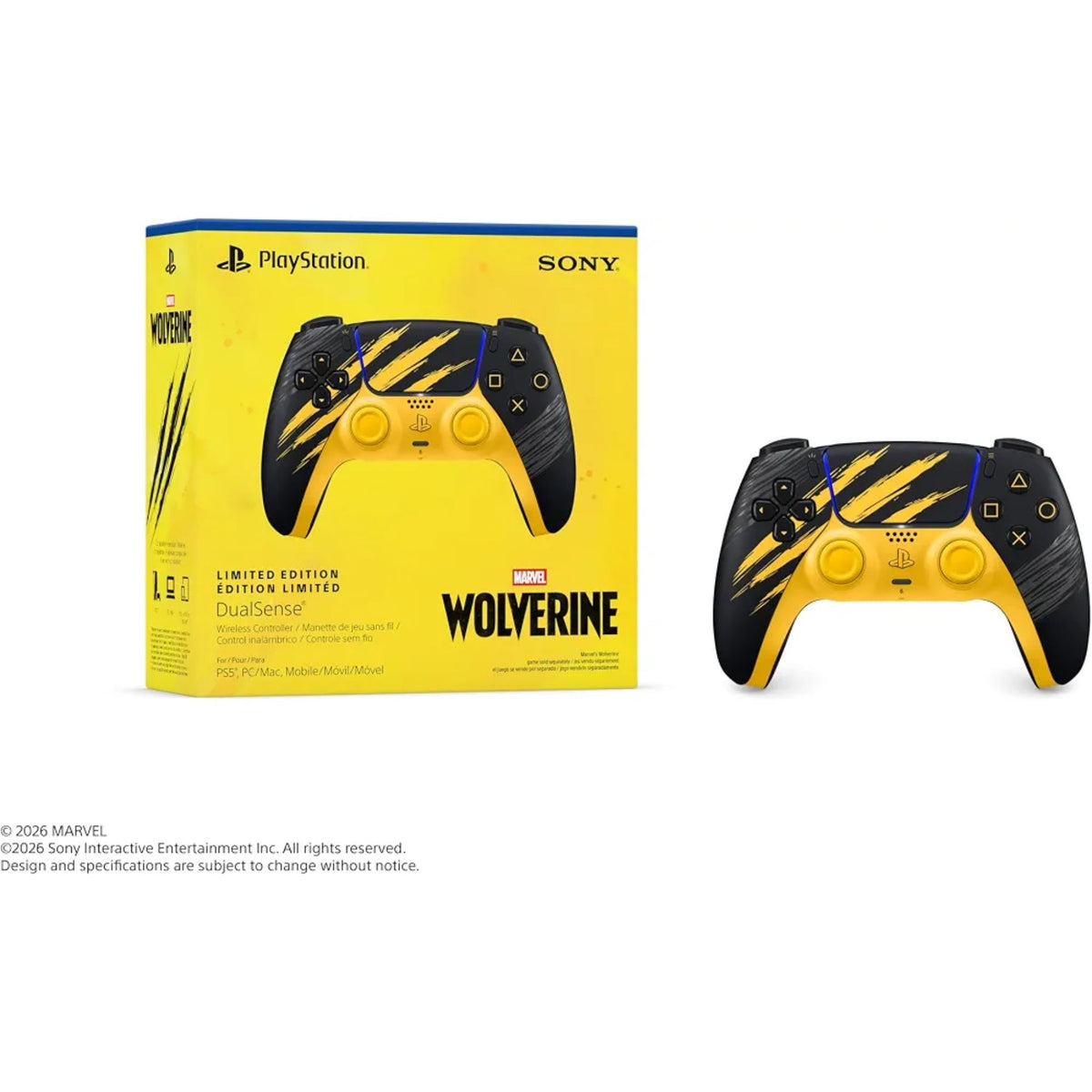 PS5 DualSense Wireless Controller - Marvel’s Wolverine Battle Yellow Limited Edition