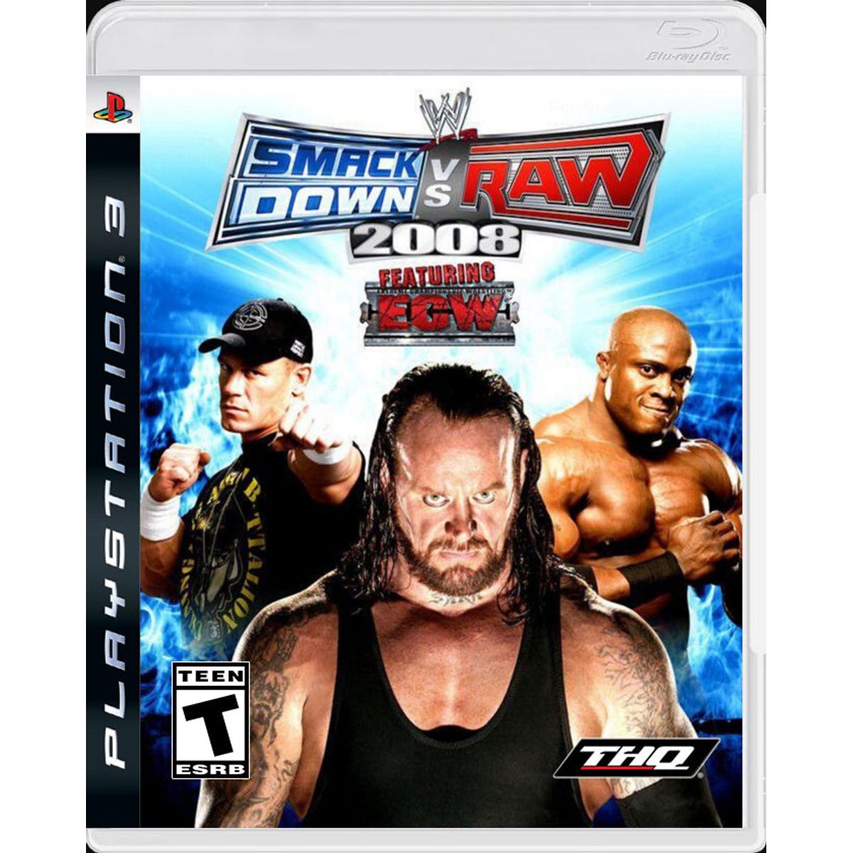 WWE SmackDown vs Raw 2008 PS3 front cover on white square background