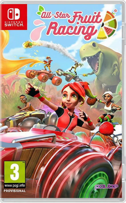 Game cover of 'All-Star Fruit Racing' for Nintendo Switch with colorful graphics and characters.