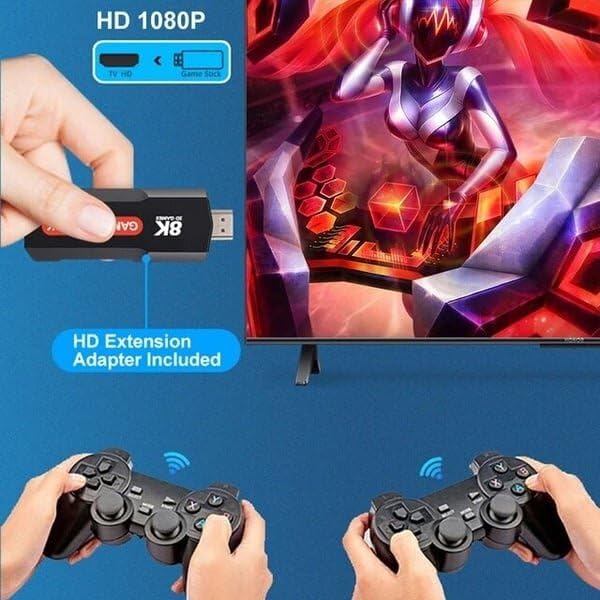 X8 Video Game emulator Stick, Android 5G 8K TV Box Dual System with 2.4G Dual Wireless Controllers - gametricks