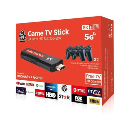 X8 Video Game emulator Stick, Android 5G 8K TV Box Dual System with 2.4G Dual Wireless Controllers - gametricks